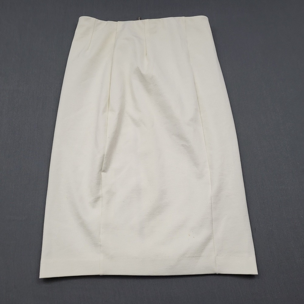 Jennifer Lopez Cream High Waisted Full Zip Back Pencil Skirt Womens 10 Off White